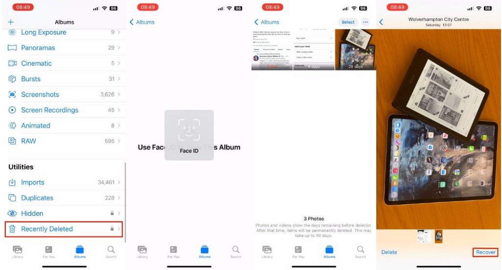 正蓝苹果14维修分享 iPhone14 上恢复已删除的照片 