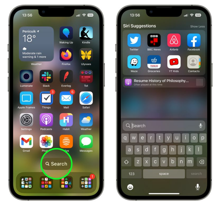 正蓝苹果手机维修分享升级到 iOS 16 后，如何删除主屏幕上的搜索按钮 
