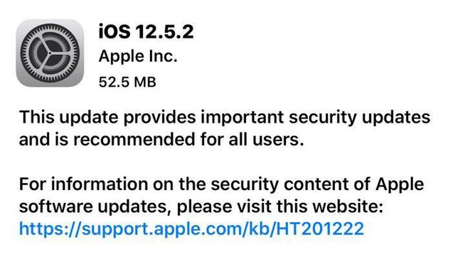正蓝苹果手机维修分享iOS12.5.2发布，建议所有老苹果用户安装 